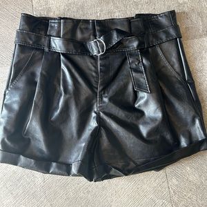 High waisted leather shorts
